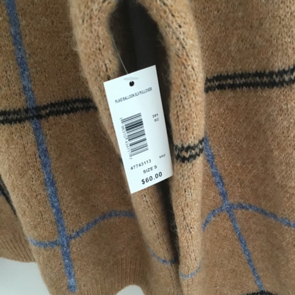 $60! MOD LUSIVE Plaid Balloon Sleeve Pullover Sweater: New with Tags! Size SMALL - Picture 4 of 5